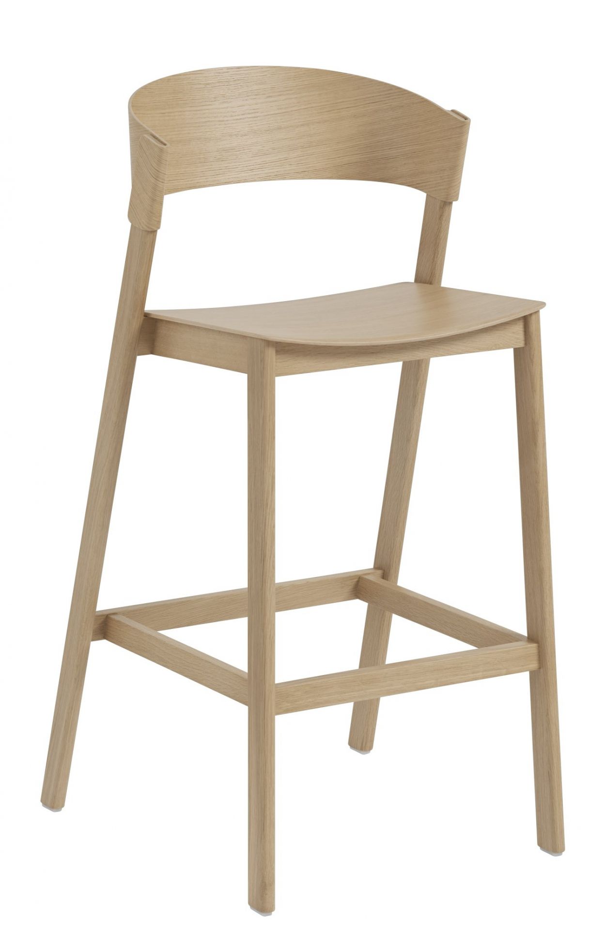Muuto Cover Barhocker H 75 cm: Moderner, heller Holz-Barstuhl für Küche oder Bar.